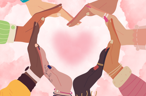 Il museo rappresentato da competenze digitali a favore dell'inclusione scolastica: mani di colori diversi che unite formano un cuore